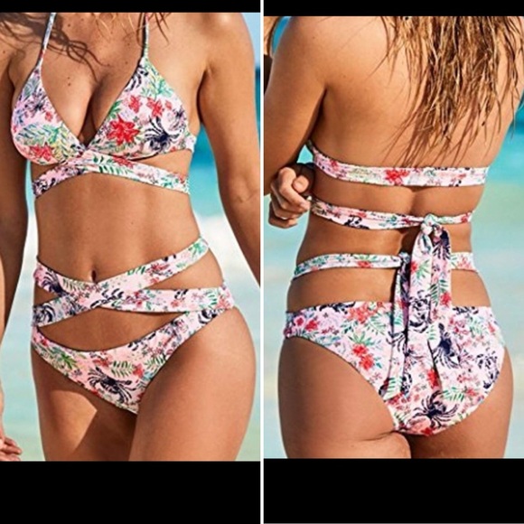 NWT SEXY Strappy Wrap Bikini Beach Floral Print - Picture 10 of 10